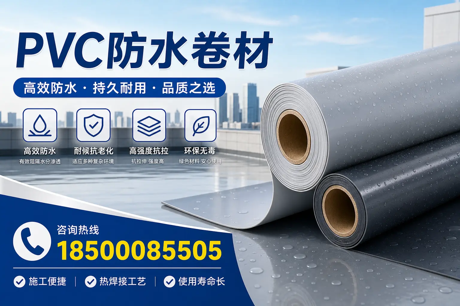 PVC防水卷材施工过程详解,确保在保定顺利完成项目